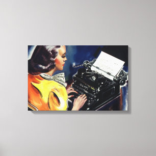 Schreiben des Sekretärs der Vintagen Führungskraft Leinwanddruck