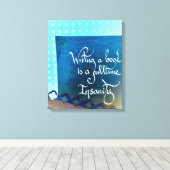 Schreiben eines Buchautors Manifest blauen Farben Leinwanddruck (Insitu (Holzboden))