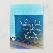 Schreiben eines Buchautors Manifest blauen Farben Postkarte (Vorderseite)