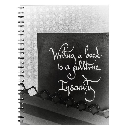 Schreiben eines Büchermanifests schwarz-weiß Notizblock (Vorderseite)