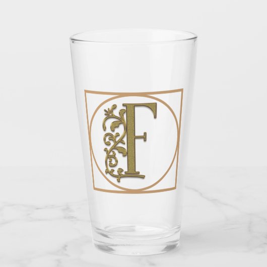 SCHREIBEN F MONOGRAM Schöne Hochzeit Neues Zuhause Glas (Vorderseite)