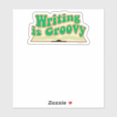Schreiben ist Groovy Retro Autor Design Aufkleber (Blatt)