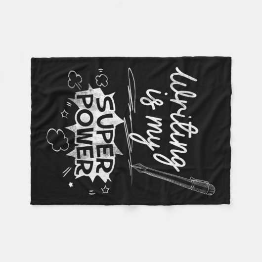 Schreiben ist mein Superheld und aus Q Fleecedecke (Vorderseite (Horizontal))