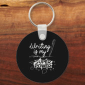 Schreiben ist mein Superheld und aus Q Schlüsselanhänger (Vorderseite)