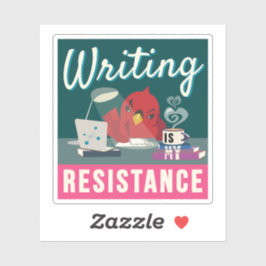 "Schreiben ist mein Widerstand" kompaktes Rechteck Aufkleber