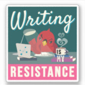 "Schreiben ist mein Widerstand" kompaktes Rechteck Aufkleber (Vorderseite)