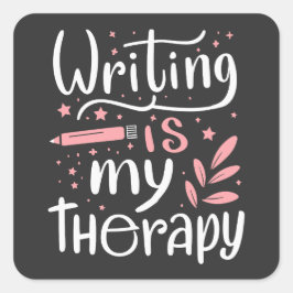 Schreiben ist meine Therapie Quadratischer Aufkleber
