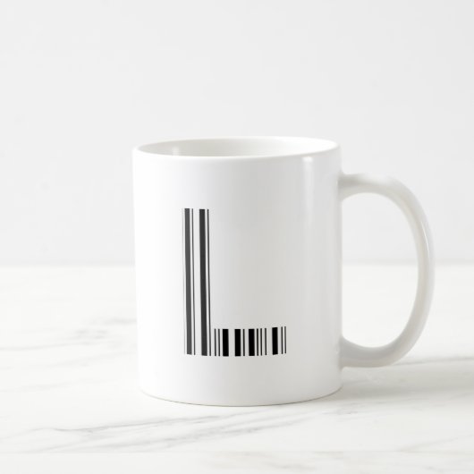 SCHREIBEN L BAR CODE Erstes erstes Barcode-Muster Kaffeetasse (Rechts)
