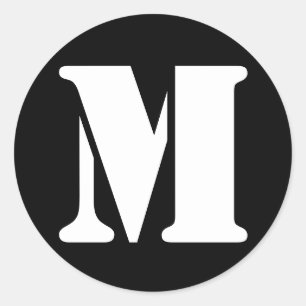 Schreiben M Stencil Alphabet von Janz Black Runder Aufkleber