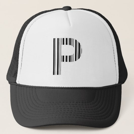 SCHREIBEN P BAR CODE Erstes erstes Barcode-Muster Truckerkappe (Vorderseite)