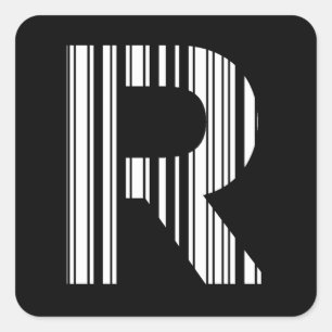 SCHREIBEN R BAR CODE Erste erste Barcode-Muster Quadratischer Aufkleber