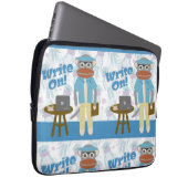 Schreiben Sie auf Sock Monkey Author Fun Cartoon Laptopschutzhülle (Vorne Rechts)