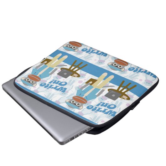 Schreiben Sie auf Sock Monkey Author Fun Cartoon Laptopschutzhülle (Vorne Knopf)