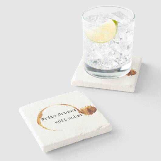 Schreiben Sie Betrunken, bearbeiten Sie nüchtern P Steinuntersetzer (Seitenansicht)