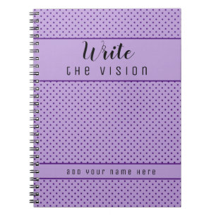 Schreiben Sie das Vision Lila Polka Dot Vision Jou Notizblock