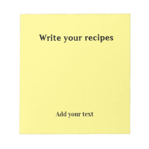 Schreiben Sie Ihr Rezept einfach gelb editierbar Notizblock