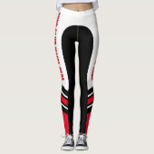 "Schreiben Sie Ihre Namens" schwarzen/weißen/roten Leggings (Vorderseite)