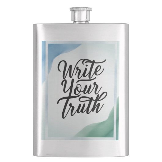 Schreiben Sie Ihre Wahrheit Flachmann (Vorderseite)