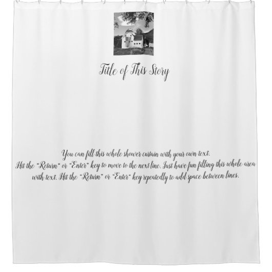 Schreiben Sie Ihren eigenen Text und addieren Sie Duschvorhang (Vorderseite)