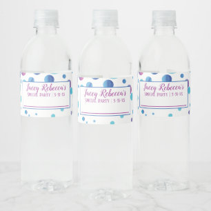 Schreiben Sie Ihren Namen Blau, Rosa Punkte Etiket Wasserflaschenetikett