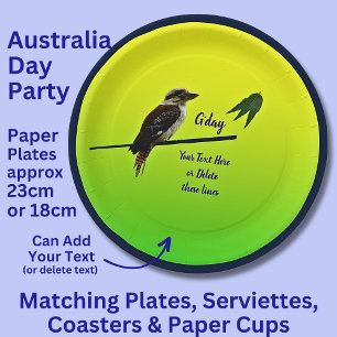 Schreiben Sie Ihren Text, Kookaburra Australia Day Pappteller