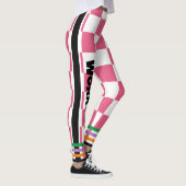 Schreiben Sie Ihren Text l Boho Checkered l Pink W Leggings (Rechts)