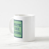 Schreiben Sie wie ein Mädchen-Pfau Kaffeetasse (Vorderseite Links)