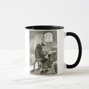 Schreiben St. Vincent in seiner Zelle bei Ferins, Tasse