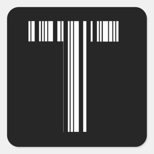 SCHREIBEN T BAR CODE Erste erste Barcode-Muster Quadratischer Aufkleber (Vorderseite)