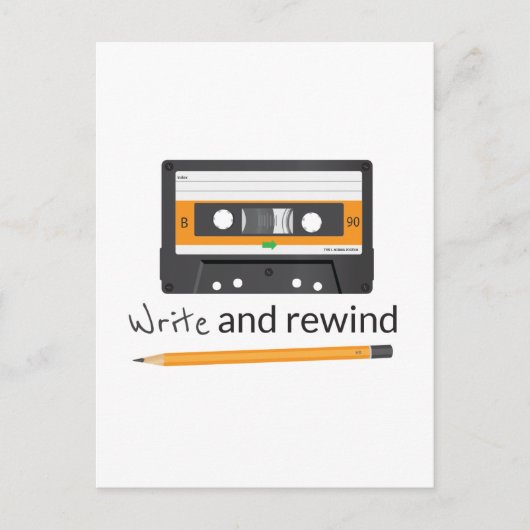 Schreiben und zurückspulen mit Bleistift und Compa Postkarte (Vorderseite)