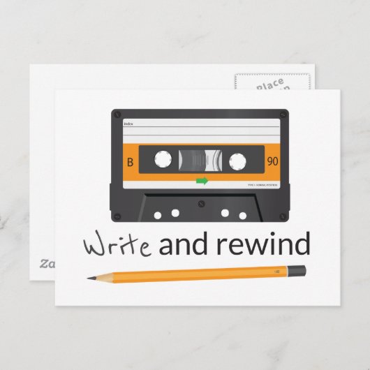 Schreiben und zurückspulen mit Bleistift und Compa Postkarte (Vorne/Hinten)