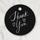 Schreiben Vielen Dank Herz Schwarz und Weiß Geschenkanhänger (Vorderseite)