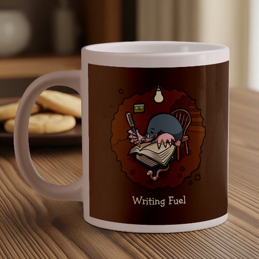 Schreiben von Fuel Niedlich Cartoon Mole Writer in Jumbo-Tasse