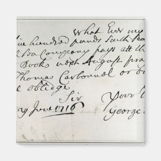 Schreiben von Händel, Juni 1716 Magnet (Vorne)