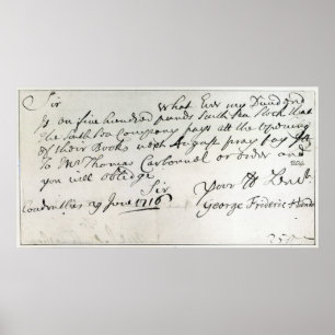 Schreiben von Händel, Juni 1716 Poster