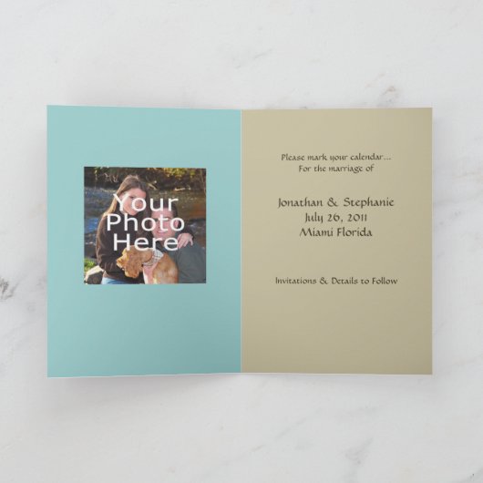 Schreiben von Sand am Strand, Speichern Sie die Da Ankündigung (Innenseite)