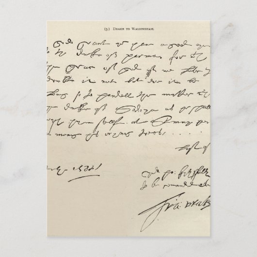 Schreiben von Sir Francis Drake Postkarte (Vorderseite)