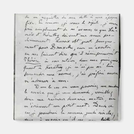 Schreiben von Zola an Edouard Manet 1868 Magnet (Vorne)