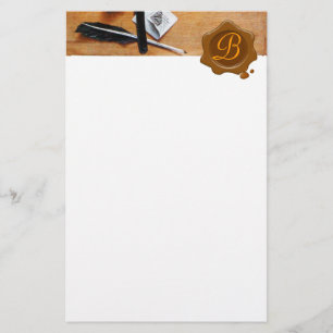 SCHREIBENHÄNDLER IM MONOGRAMM FÜR HOLZBROWN-SIEGEL BRIEFPAPIER