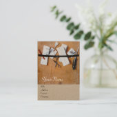 SCHREIBENHÄNDLER IN HOLZMONOGRAMM-BROKOPF VISITENKARTE (Stehend Vorderseite)