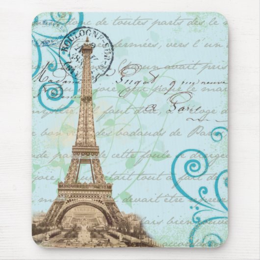 Schreibens-Aqua-Mausunterlage Paris Vintage Mousepad (Vorne)
