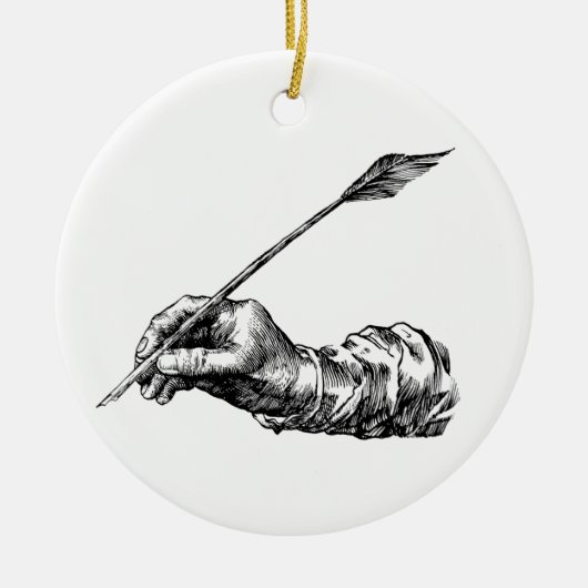 Schreibens-Hand Keramikornament (Vorne)