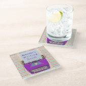 Schreibens-Raum-Autorn-Name-lila Schreibmaschine Glasuntersetzer (Schrägansicht)