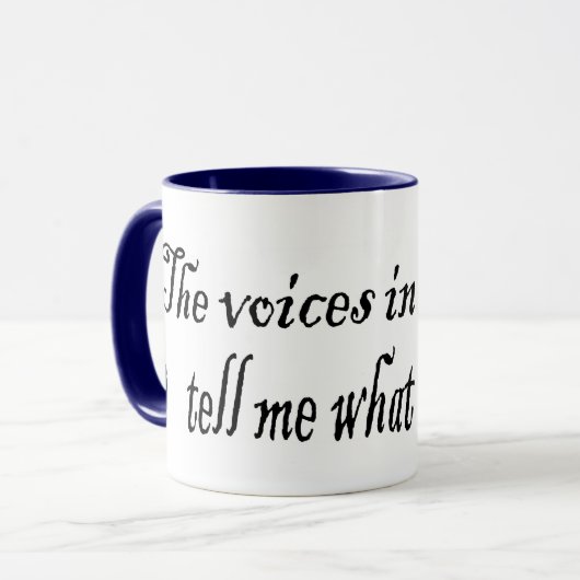 Schreibens-Stimmen Tasse (Vorderseite Links)