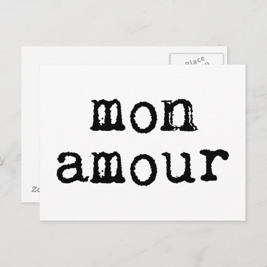 Schreibgeschriebener Mon Amour Postkarte (Vorne/Hinten)
