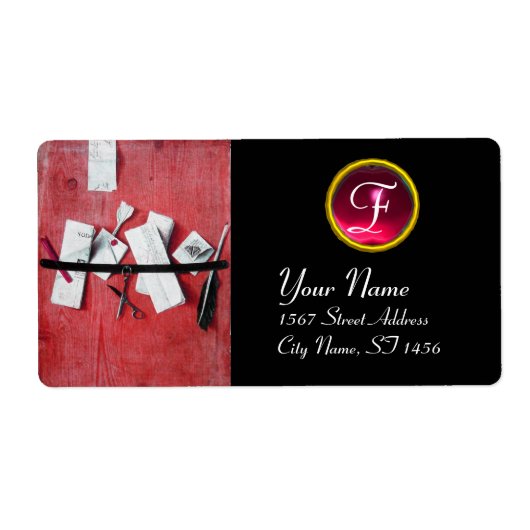 SCHREIBHABER IM HOLZMONOGRAM, roter Rupiner (Vorne)