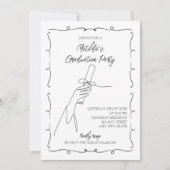 Schreibhandzeichnete schwarz-weiße Graduierungspar Einladung (Vorderseite)