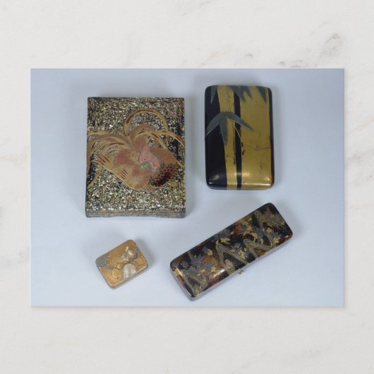 Schreibkoffer mit Hähnchen Postkarte (Vorderseite)