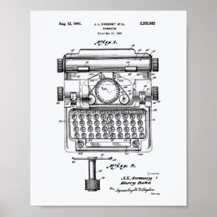Schreibmaschine 1941 Patent Kunstweißpapier Poster