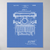 Schreibmaschine 1941 Patentart - Blueprint Poster (Vorne)